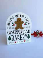 
              Gingerbread Bakery Made with Love Wooden Tabletop Décor
            