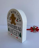 
              Gingerbread Bakery Made with Love Wooden Tabletop Décor
            