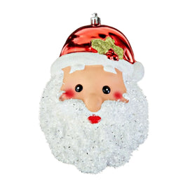 Glittered Plastic Santa Head Ornament