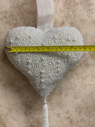 White Beaded Heart Decor