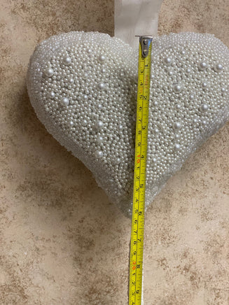 White Beaded Heart Decor