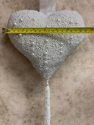 White Beaded Heart Decor