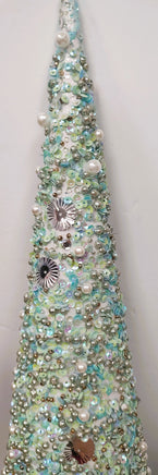 Blue & Mint Green Sequin Cone Trees - Set of 2