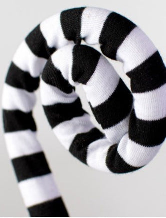 30" Knit Fabric Stripe Spiral Curly Spray: White & Black