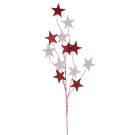 34" Red and White Stars Glitter Spray