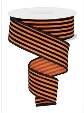 Orange & Black Vertical Lines Ribbon-1.5"X5yds