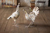 
              Set of 2- Antique White Metal Turkeys
            