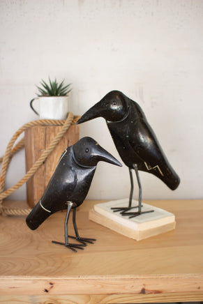 Set of 2- Antique Black Iron Crows