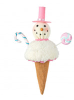 
              14" Snowman With Candy Ice Cream Ornament: Pink & Blue
            