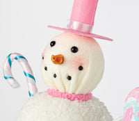 
              10" Snowman With Candy Ice Cream Ornament: Pink & Blue
            