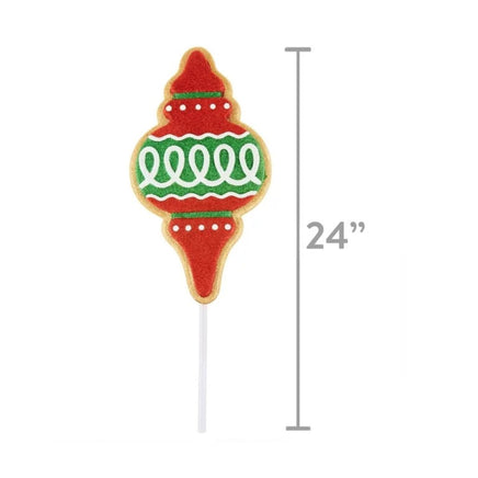 Red & Green Glitter Finial Christmas Cookie Outdoor Pathway Marker