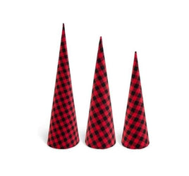 Red & Black Buffalo Plaid Cone Trees