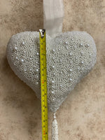 
              White Beaded Heart Decor
            