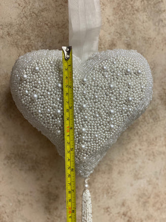 White Beaded Heart Decor