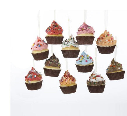 Assorted Foam Cupcake Ornaments with Sprinkles/Glitter/Pearls - Set of 4