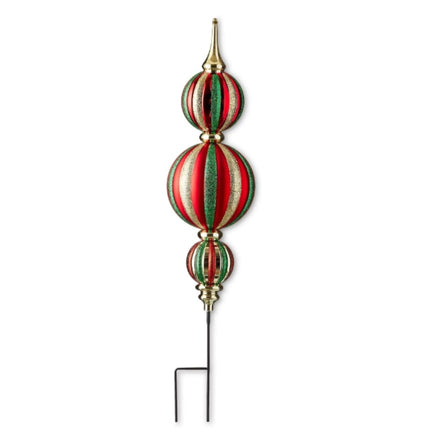 32" Finial Shatterproof Christmas Ornament Lawn Stake, Red & Gold