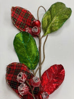 
              Magnolia Leaf with Berry Plaid-Red & Green
            