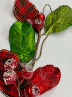 
              Magnolia Leaf with Berry Plaid-Red & Green
            