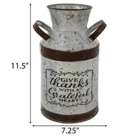 
              Give Thanks Galvanized Metal Milk Can
            