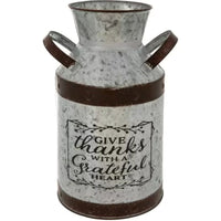 
              Give Thanks Galvanized Metal Milk Can
            