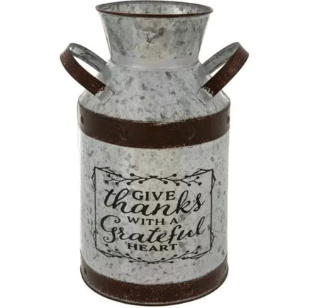 Give Thanks Galvanized Metal Milk Can