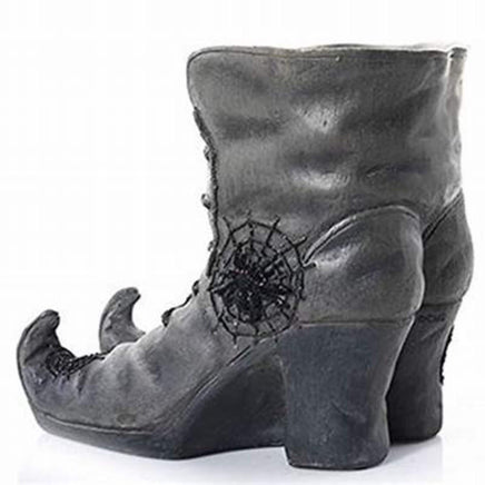 Tabletop Witch Boots with Spider Webs