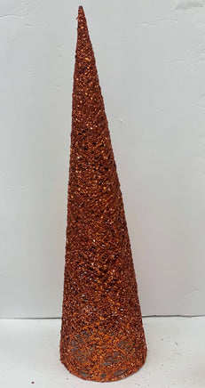 Orange Glittered Wire Cone Trees