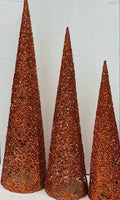 
              Orange Glittered Wire Cone Trees
            