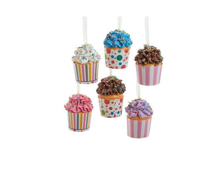 Set of 6 - Assorted Foam Cupcake Ornaments with Sprinkles