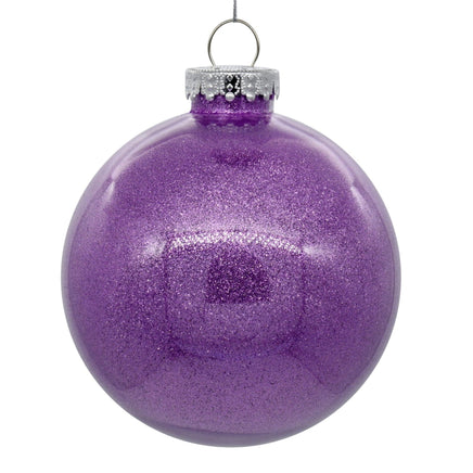 6" Clear Ball Christmas Ornament with Lavender Glitter Interior