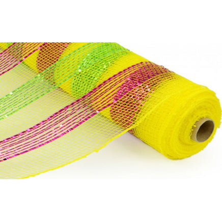 Deco Mesh 21"-Yellow/Pink/Green Striped-10 yds