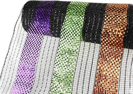 Deco Mesh 21"-Black/Purple/Green/Orange Striped-10 yds