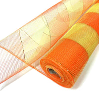 
              Deco Mesh 21"-Lime/Orange/Gold Striped-10 yds
            