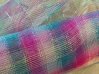 
              Deco Mesh 21"-Pink/Blue/Iridescent Checkered-10 yds
            