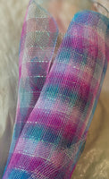 
              Deco Mesh 21"-Pink/Blue/Iridescent Checkered-10 yds
            