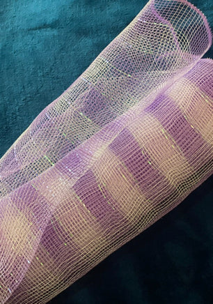 Deco Mesh 21"-Lavender/White/Iridescent Striped-10 yds