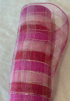 
              Deco Mesh 21"-Red/Pink/White/Silver Striped-10 yds
            