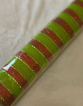 Deco Mesh 21"-Red/Lime Green Striped-10 yds