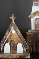 
              Set of 3- White-Washed Wooden Churches
            