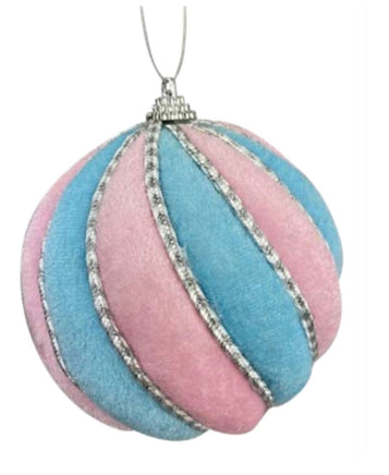 4.5" Pink & Blue Spiral Ball Ornament