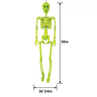 
              Neon Yellow Black Light Reactive Flocked Skeleton Hanging Decoration, 36in
            