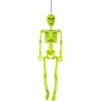 
              Neon Yellow Black Light Reactive Flocked Skeleton Hanging Decoration, 36in
            