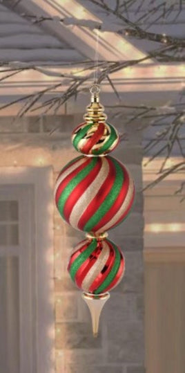 24-inch Jumbo Shatterproof Finial Christmas Ornament