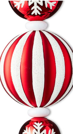 32" Red & White Finial Shatterproof Christmas Ornament Lawn Stake