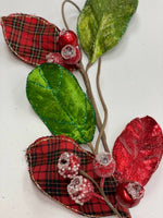 
              Magnolia Leaf with Berry Plaid-Red & Green
            