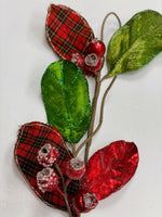 
              Magnolia Leaf with Berry Plaid-Red & Green
            