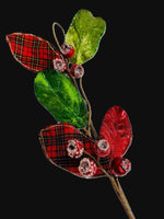 
              Magnolia Leaf with Berry Plaid-Red & Green
            