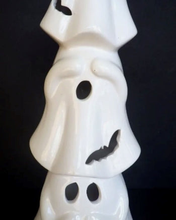 Halloween Ceramic 3 Ghost Hear No Evil See No Evil Say No Evil Illuminated 15" Figurine