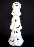 
              Halloween Ceramic 3 Ghost Hear No Evil See No Evil Say No Evil Illuminated 15" Figurine
            