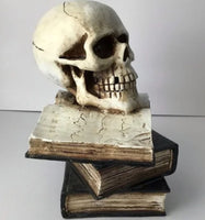 
              Light Up resin skull on a stack of spell books
            